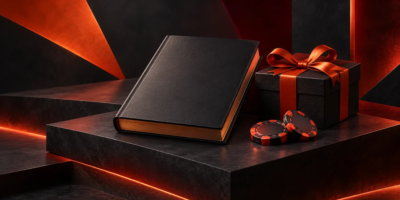 Caja de regalo y fichas en una ilustración promocional